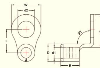 Đầu cos tròn trần vuông góc 90 độ dòng RNB8-90D SERIES (Wire Range 8 A.W.G. / 8 mm²)