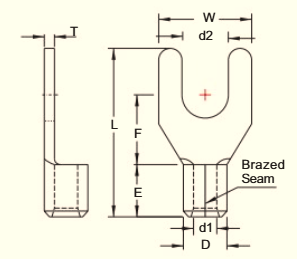 Đầu cos trần dạng chĩa / dạng chữ Y dòng SNB3 & SN3 (Wire Range 14-12 A.W.G. / 2.5-4 mm²)