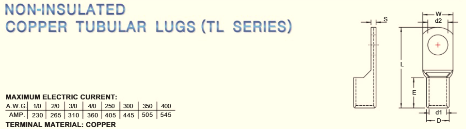 Đầu Cos Tròn Trần TL240 (400 MCM / 240 mm²) - Image 2